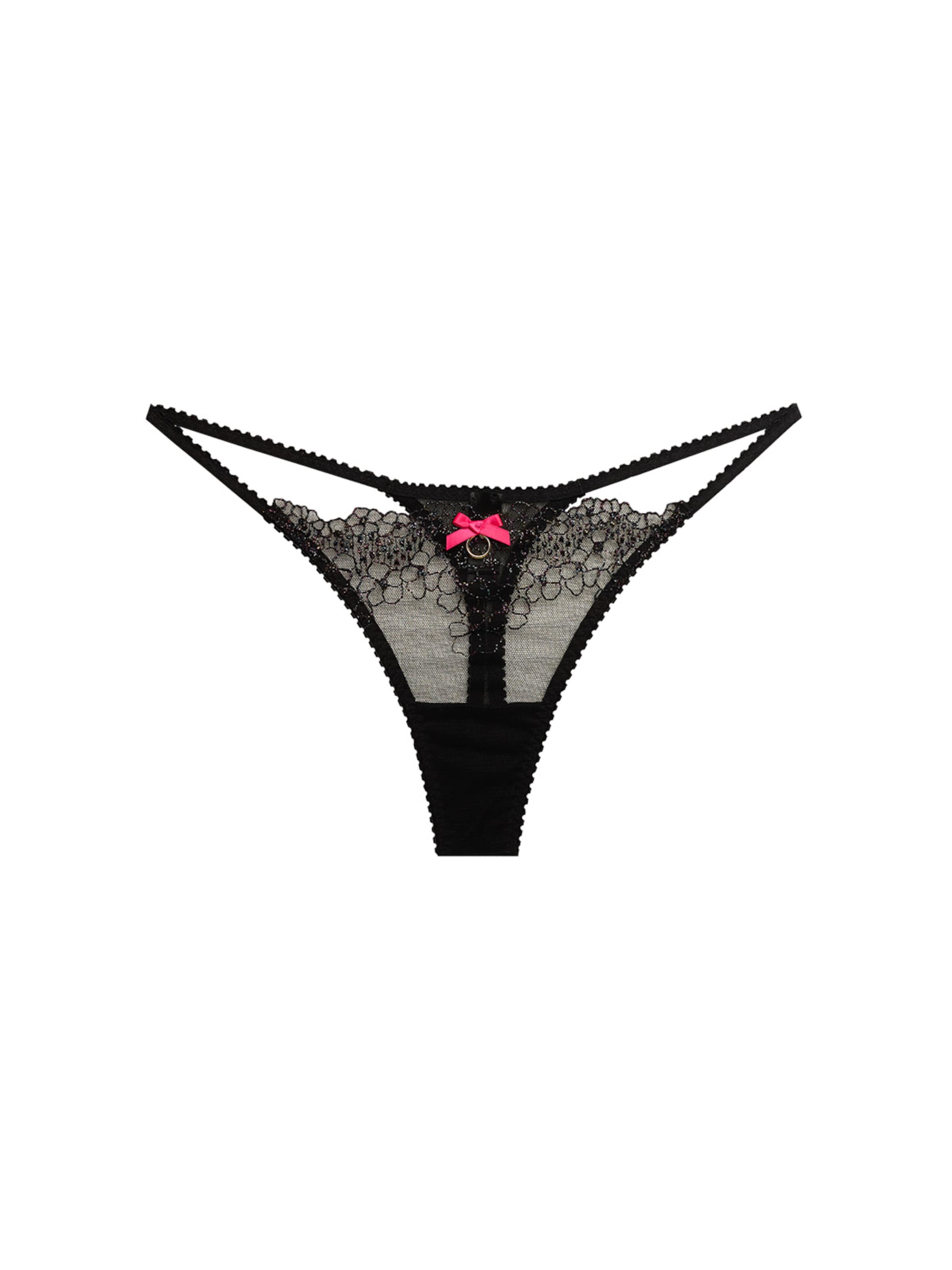 La Muel Lingerie String 'embroidery Opal' in Black: front