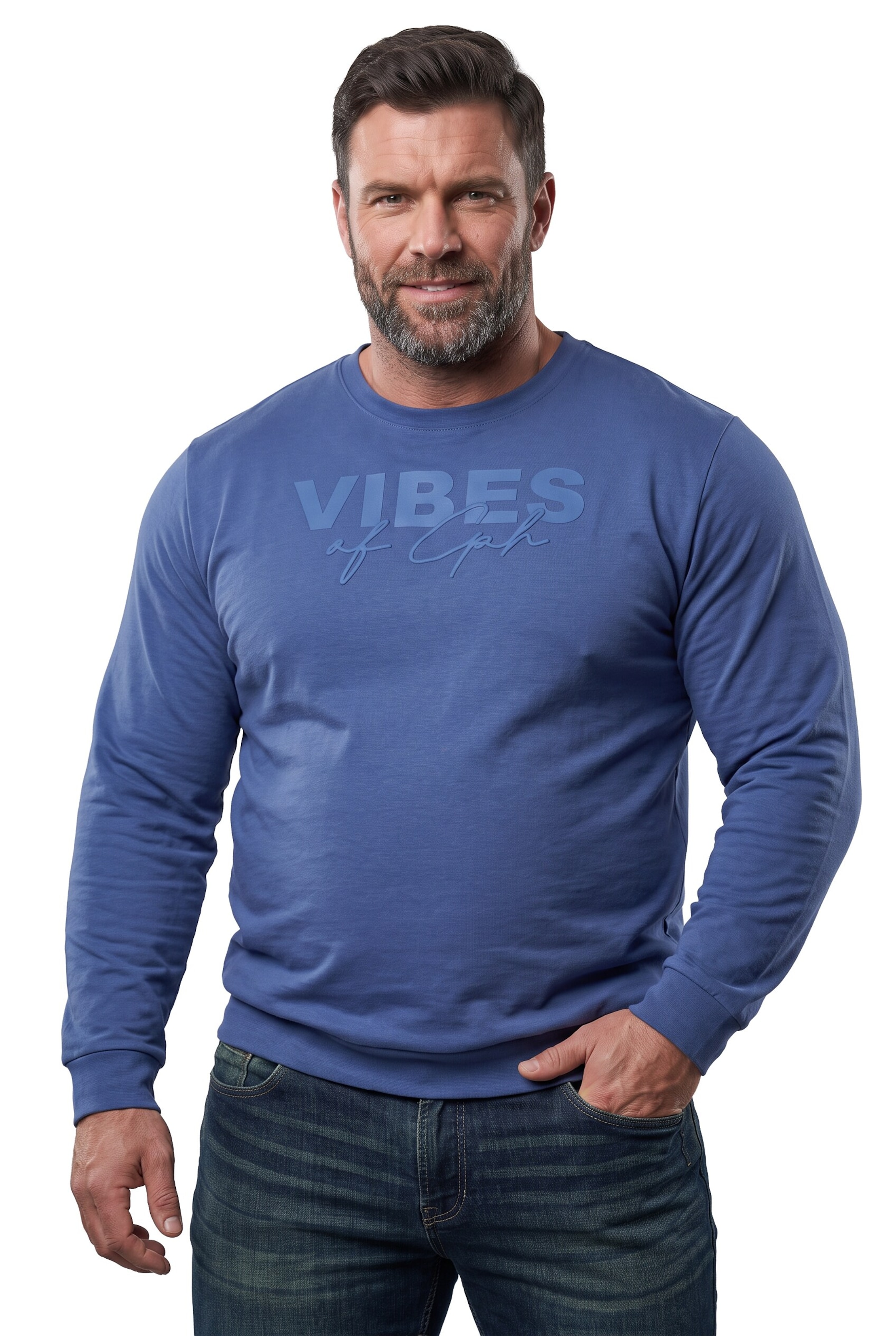 Men Plus Shirt in Blauw: voorkant