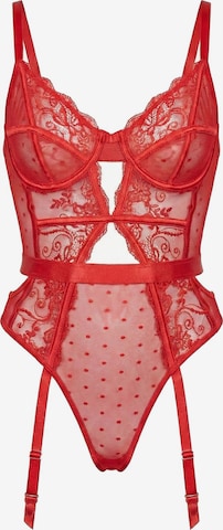 L.BEV Bodysuit 'Passione Rossa' in Red: front