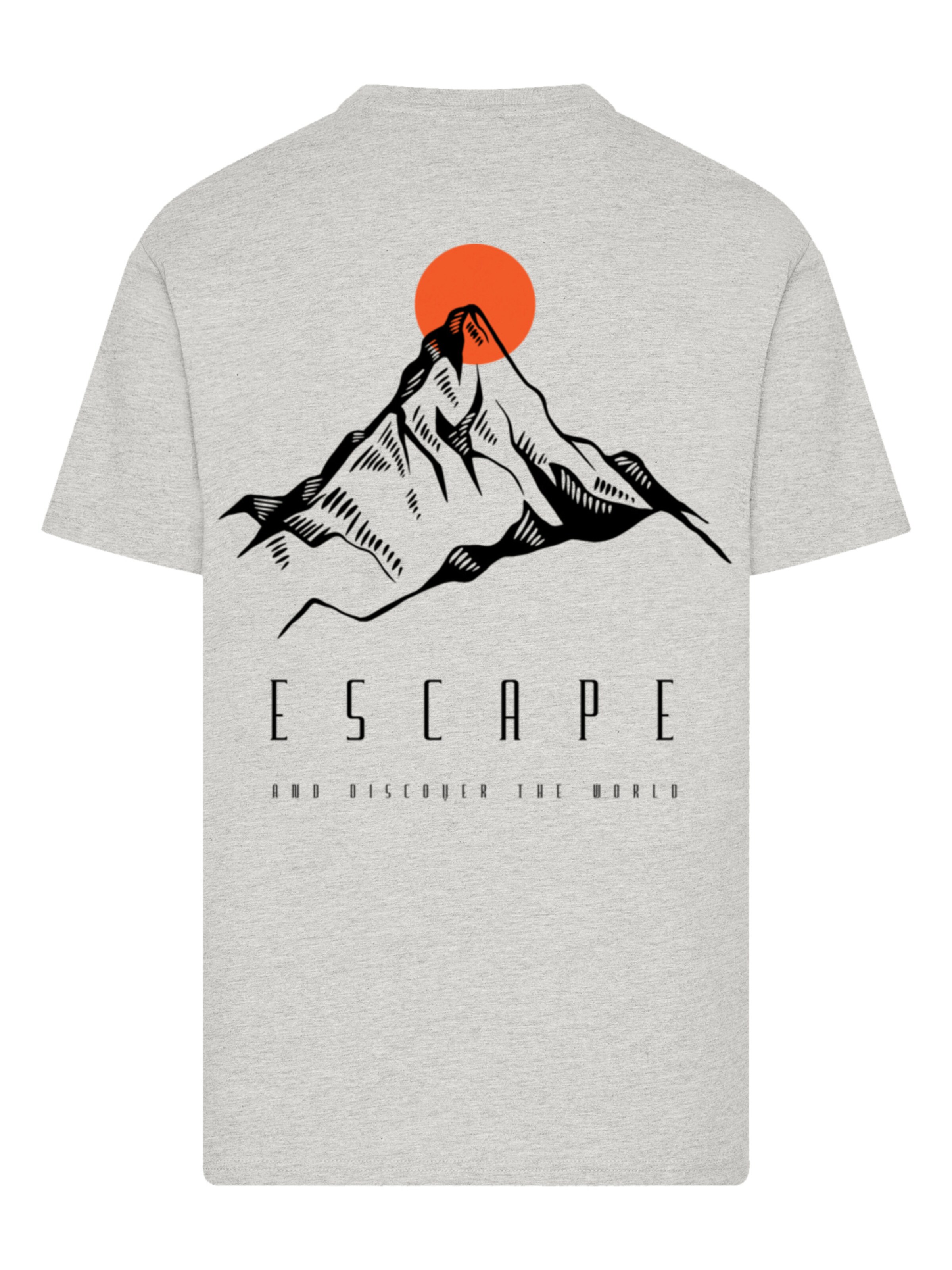 F4NT4STIC Shirt 'Escape Discover the World Mountain' in Grey