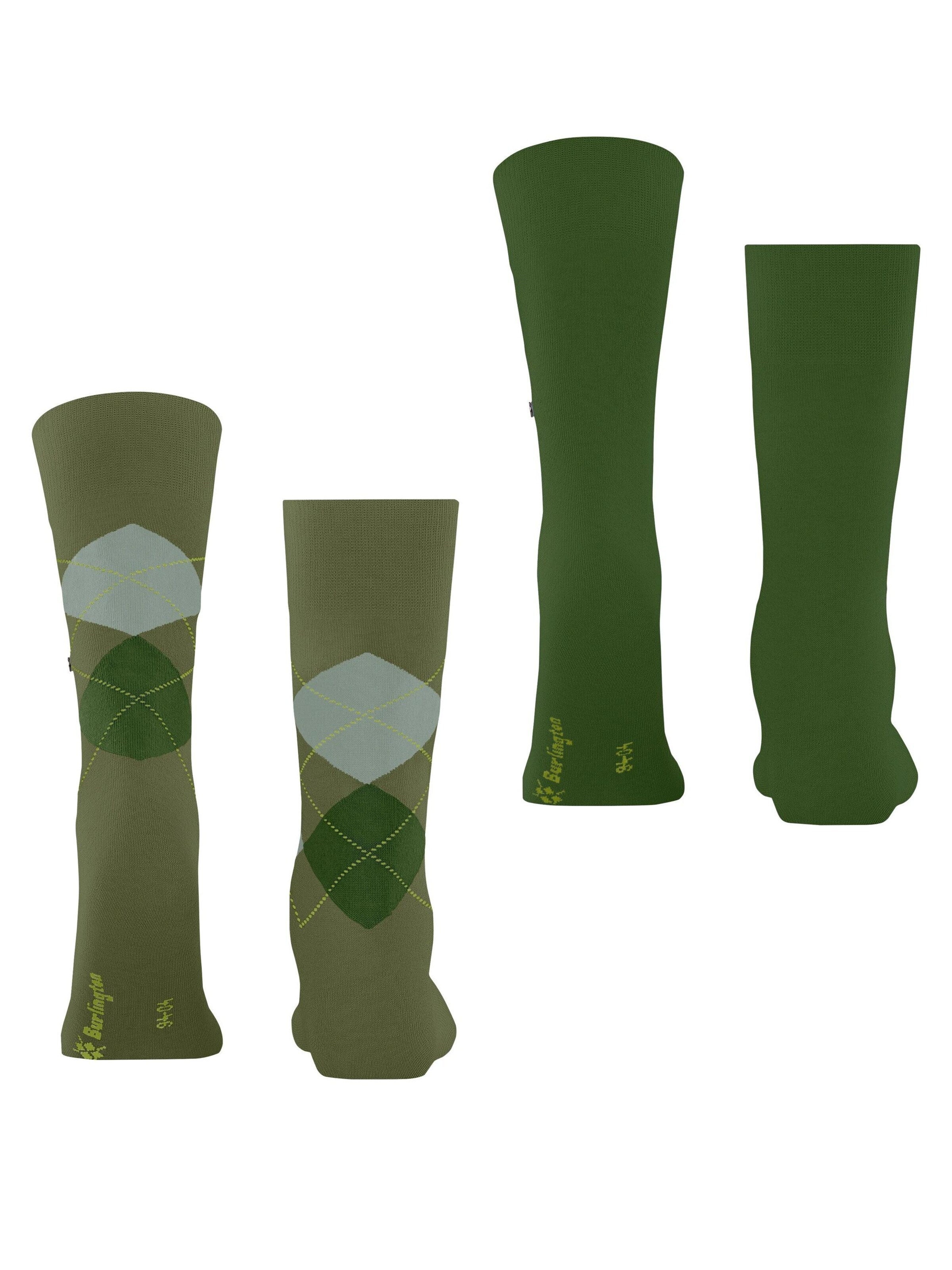 BURLINGTON Socks 'Everyday Argyle Mix 2-Pack' in Green