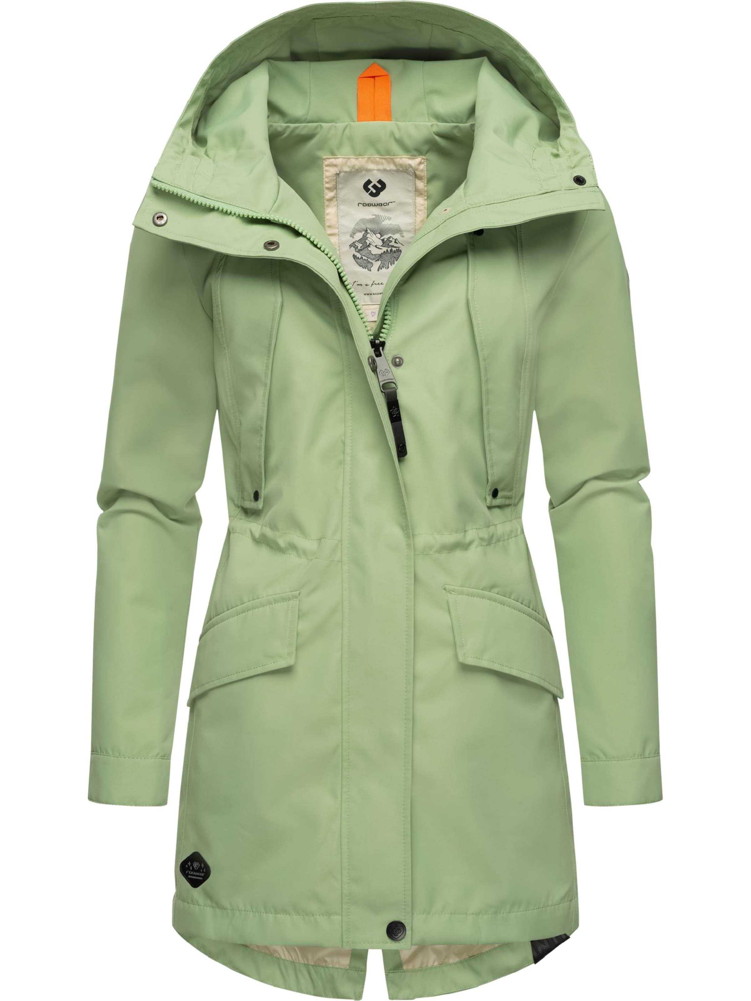 Ragwear Toiminnallinen pitkä takki 'Begonia' värissä vihreä