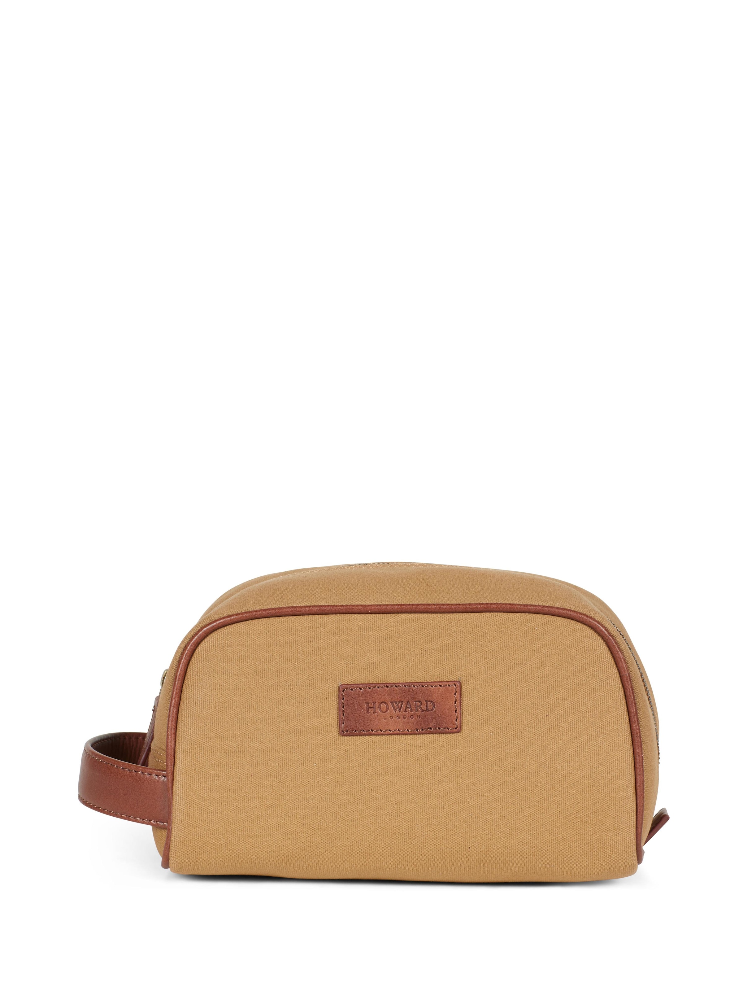 Trousses de toilette 'Washbag Canvas Beige' Howard London en marron : devant