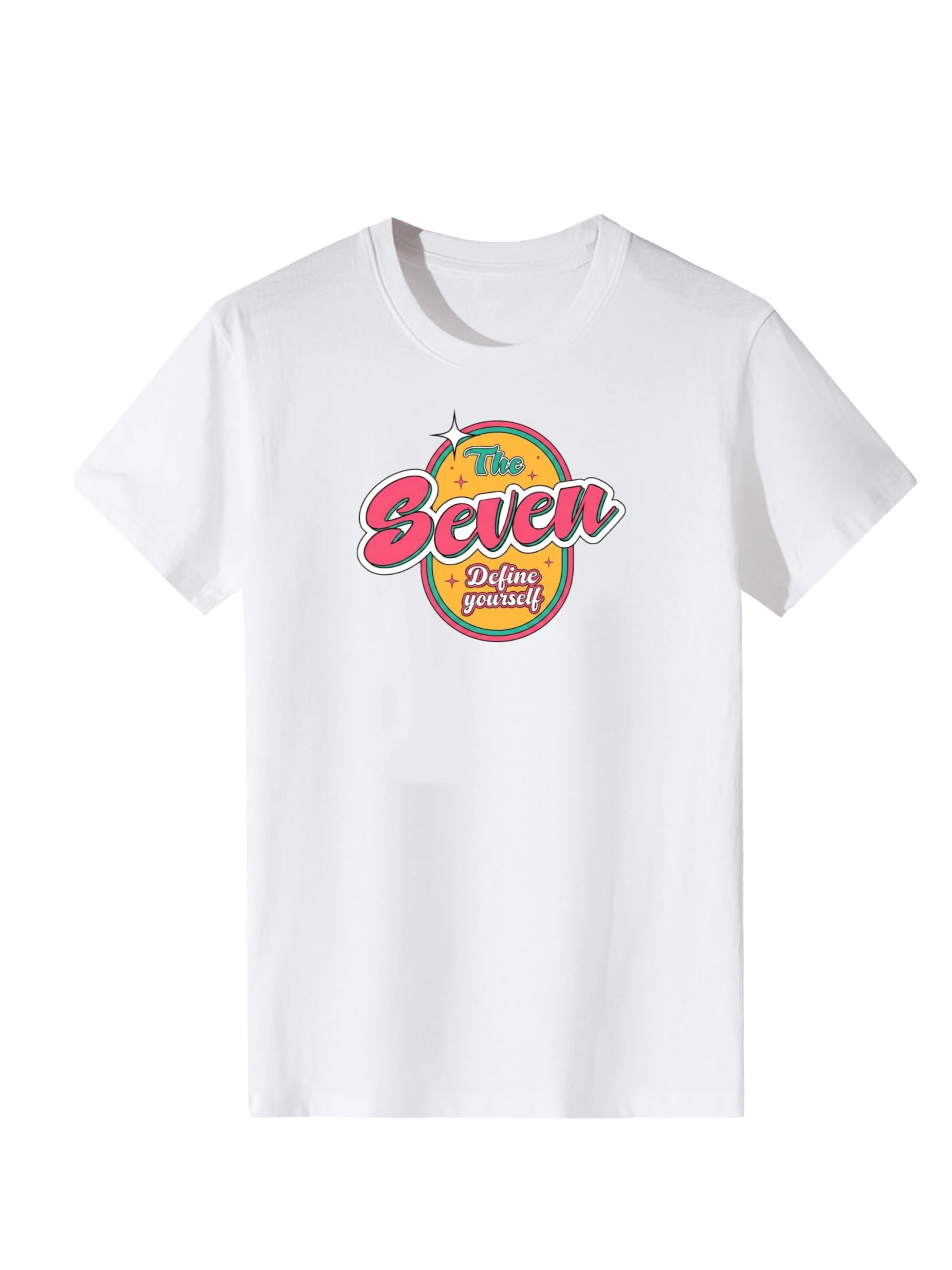 LapaPlus Shirt 'Women Retro Oval Frame The Seven Slogan Print T-Shirt' in White: front