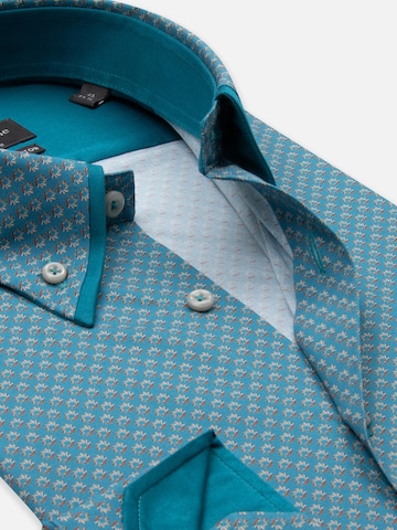 Slim fit Camicia business 'Sport Poplin Stretch Man Shirt Green Orange' di 7Camicie in verde