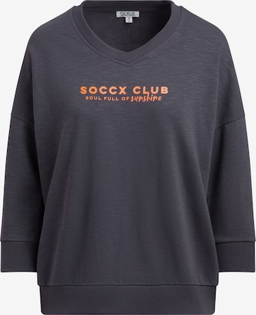 Soccx Sweatshirt mit V-Ausschnitt und Rückenprint in Schwarz: Vorderseite