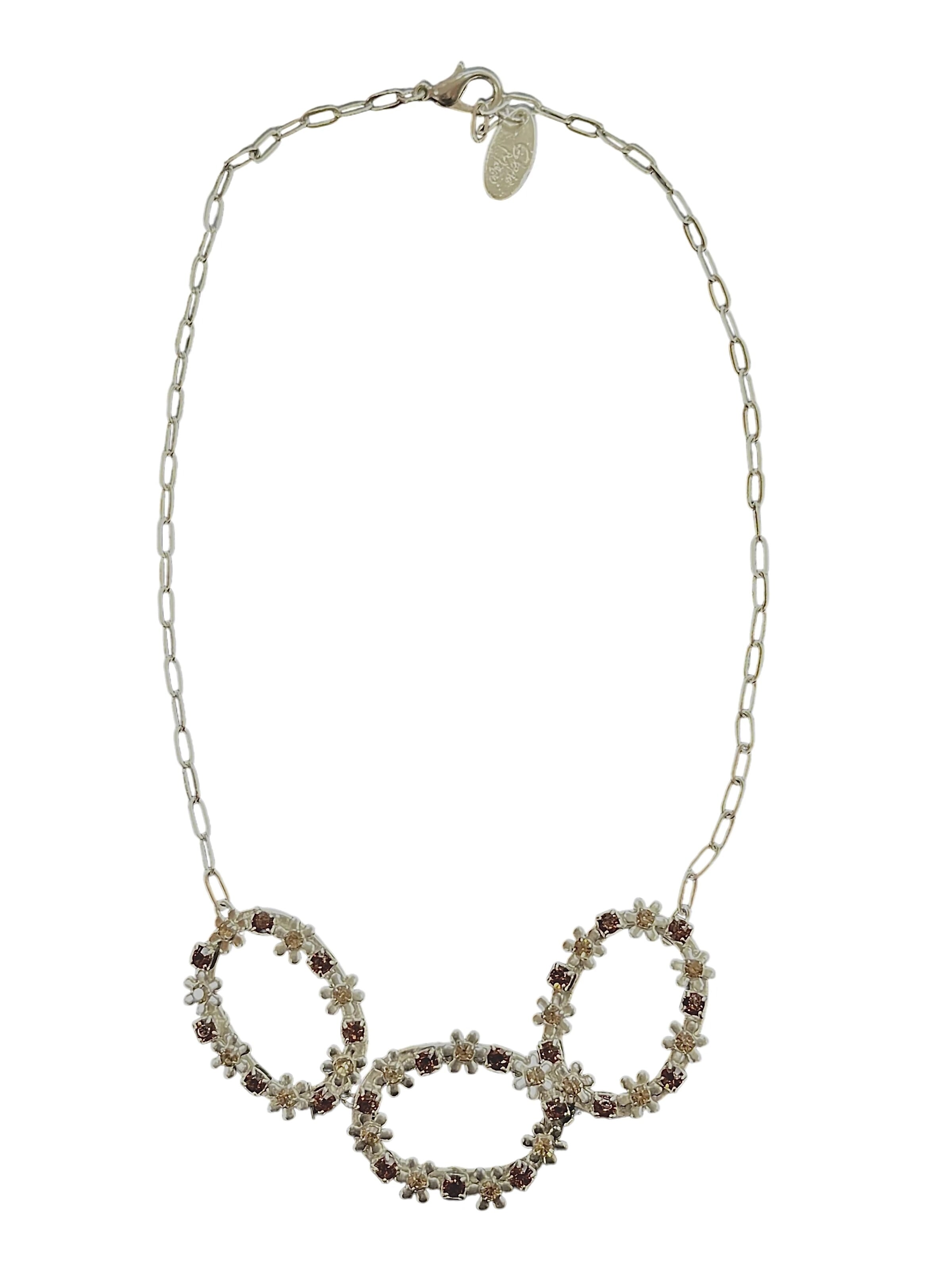 Gloria Mago - Cadena 'Triple Oval Choker in silver and black-blackdiamond mix' en plata: frente