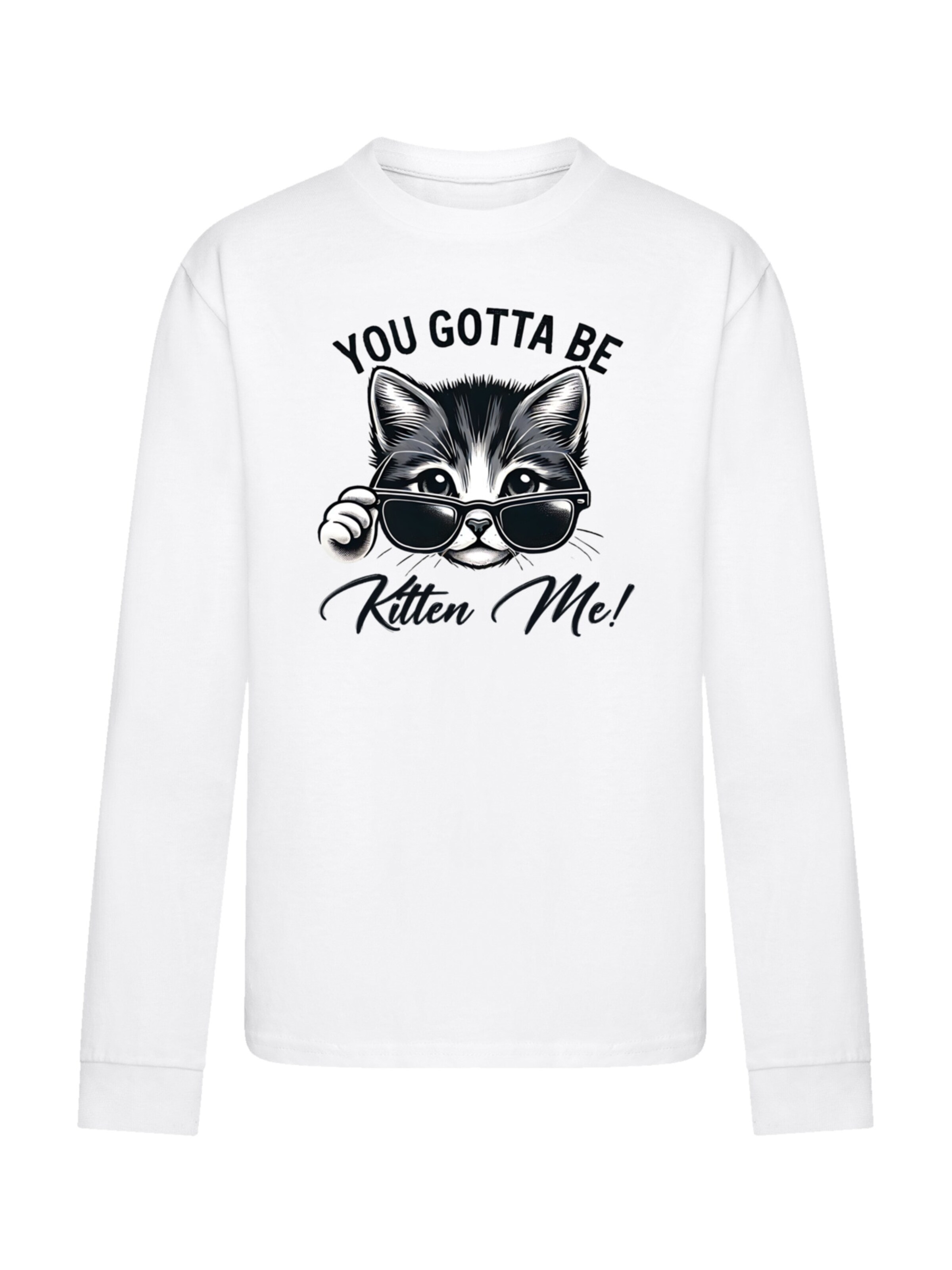 F4NT4STIC Shirt 'Kätzchen You Gotta Be Kitten Me!' in Wit: voorkant