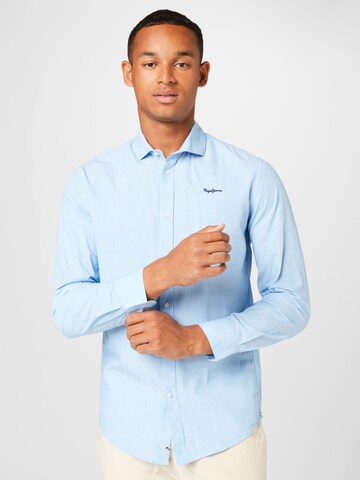 Pepe Jeans Button Up Shirt 'FENTON' in Blue: front