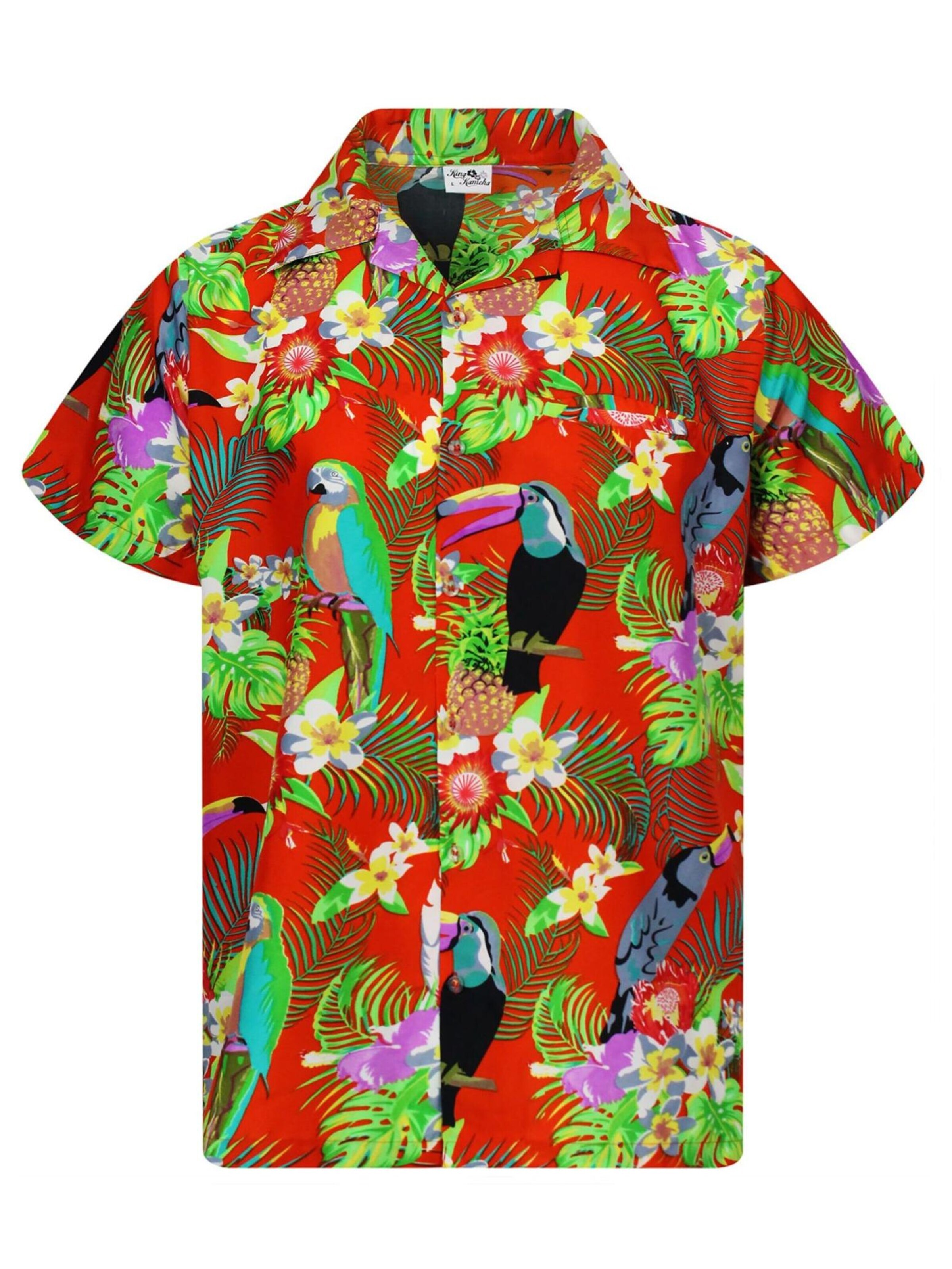 King Kameha Shirt 'Parrot Cockatoo'‌‌‌‌‌‌‌‌‌‌ in Orange: Vorderseite