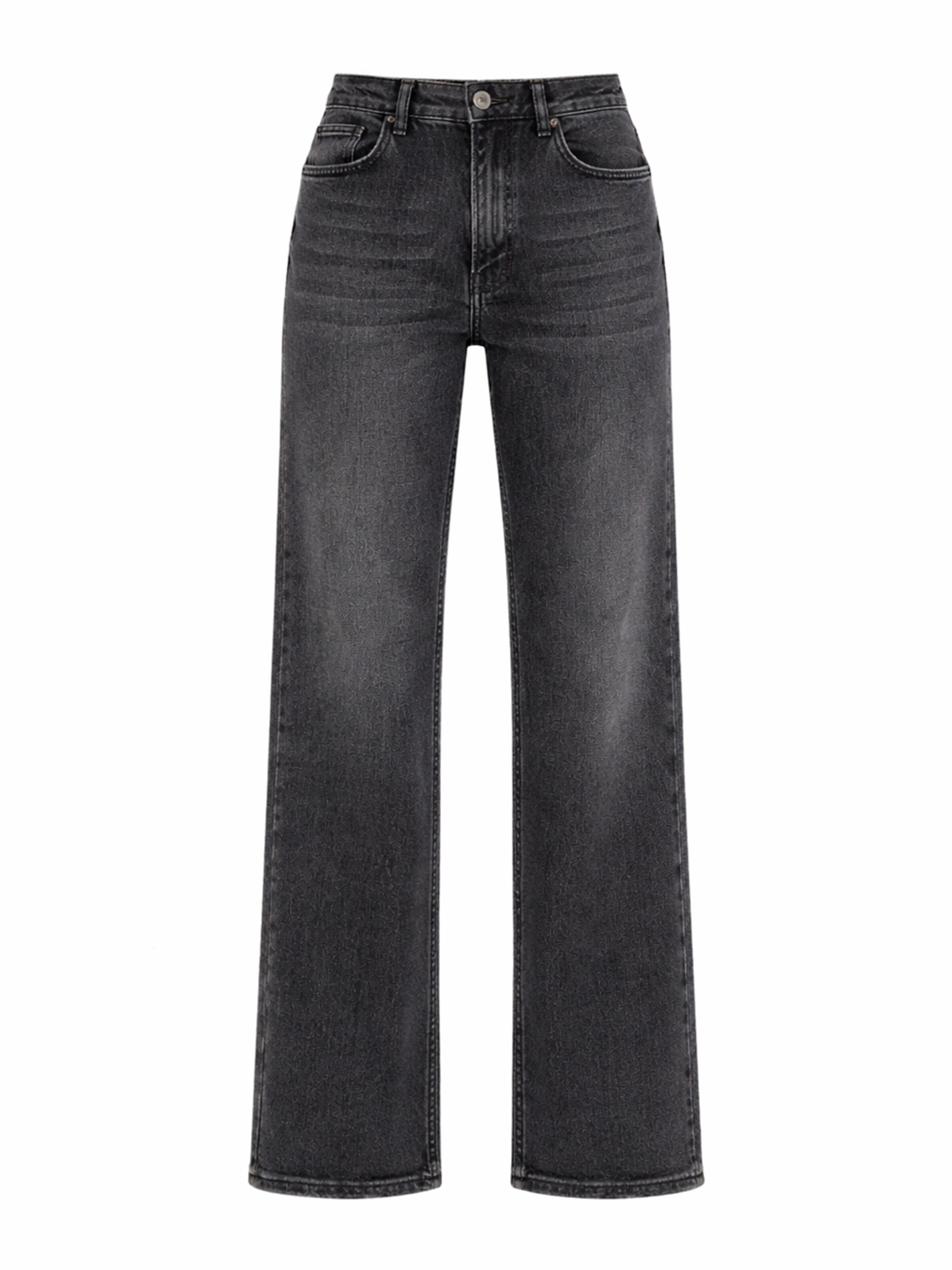 IT'S BASIC Regular Jeans 'STRAIGHT MID RISE JEANS' in Zwart: voorkant