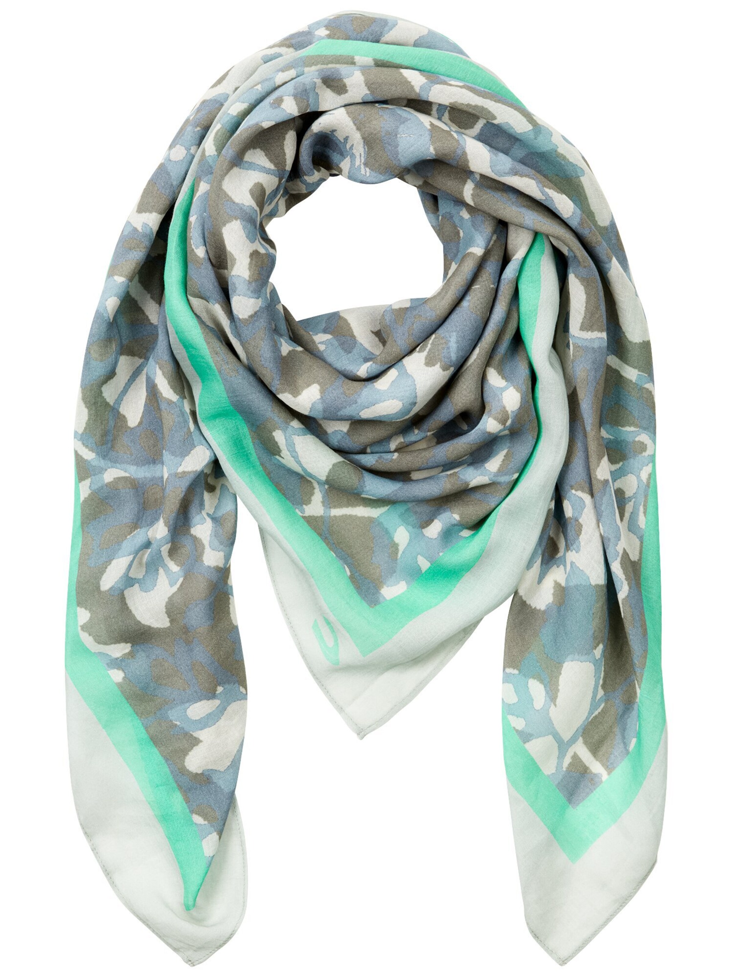 CAMEL ACTIVE Gemusterter Schal aus einer Baumwollmischung in Grau: Vorderseite