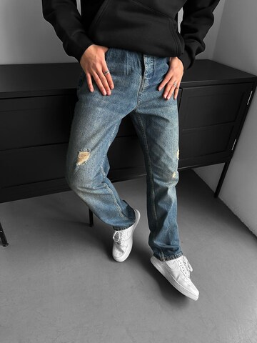 Kleidermafia Baggy Jeans 'Baggy Torn Washed Jeans - Dark Blue' in Blauw