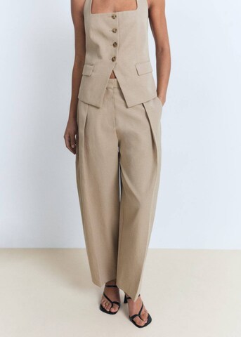 MANGO Baggy Pleated Pants 'Olivia' in Brown: front