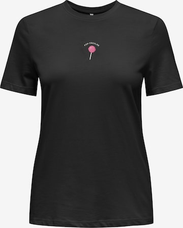 ONLY - Camiseta 'ONLFOODIE' en negro: frente