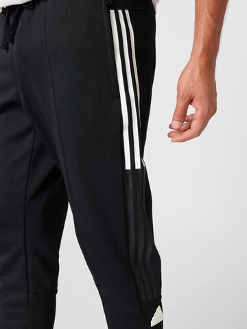 ADIDAS SPORTSWEAR Tapered Workout Pants '3-Stripes Cuffed' in Black