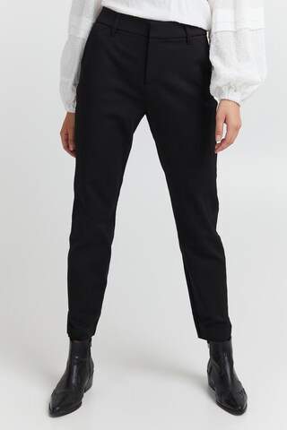 PULZ Jeans Slim fit Chino Pants in Black: front