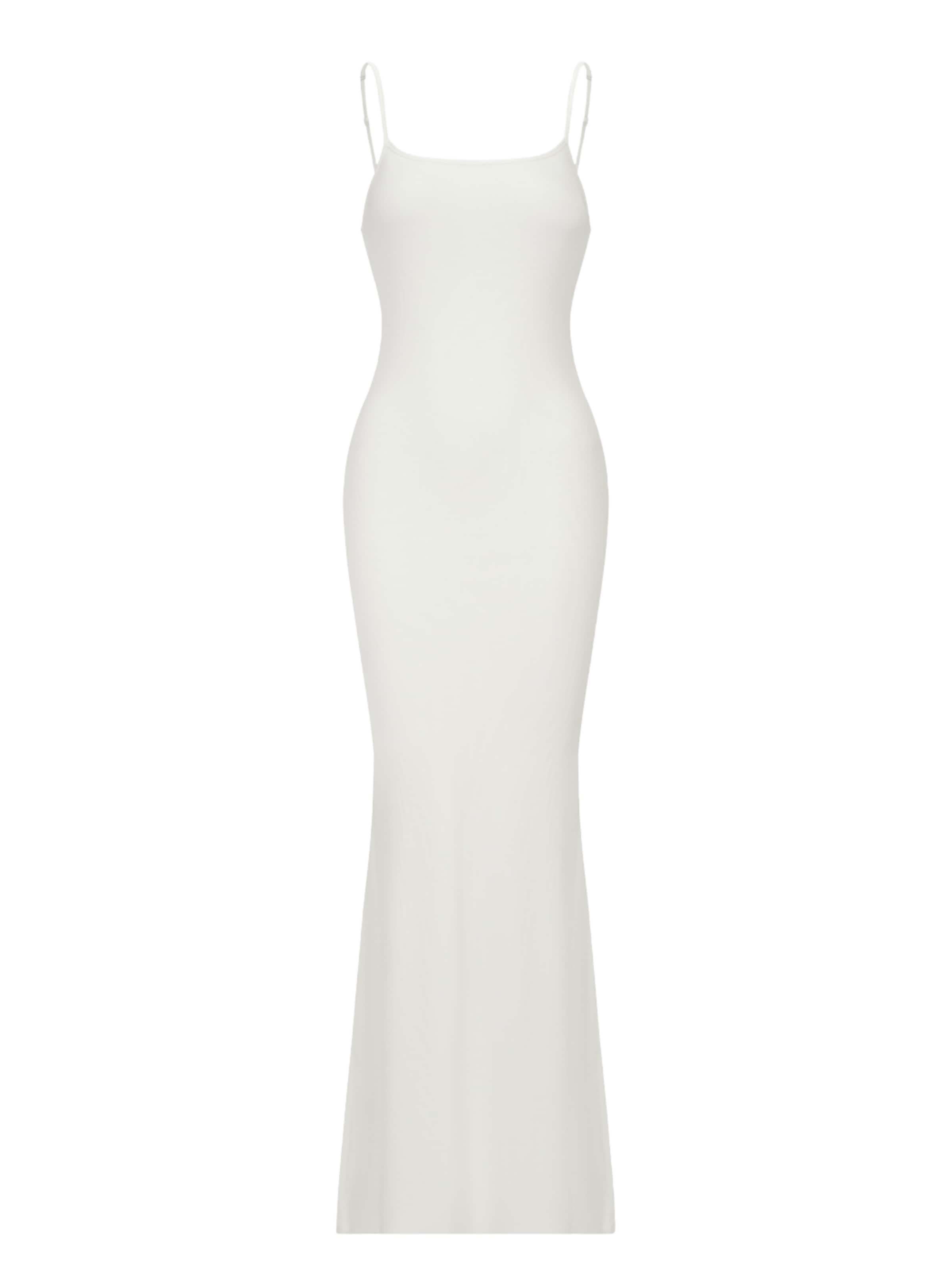 cfab (formerly creamy fabrics) Kleid 'Ribbed Cami Maxikleid'‌‌‌ in Weiß: Vorderseite