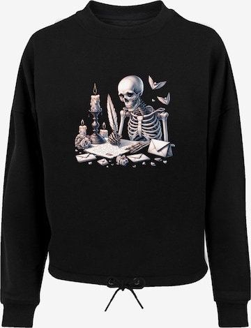 Sweat-shirt 'Skelett Liebesbrief Valentinstag' F4NT4STIC en noir : devant