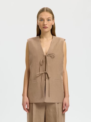 Gilet SELECTED en marron : devant