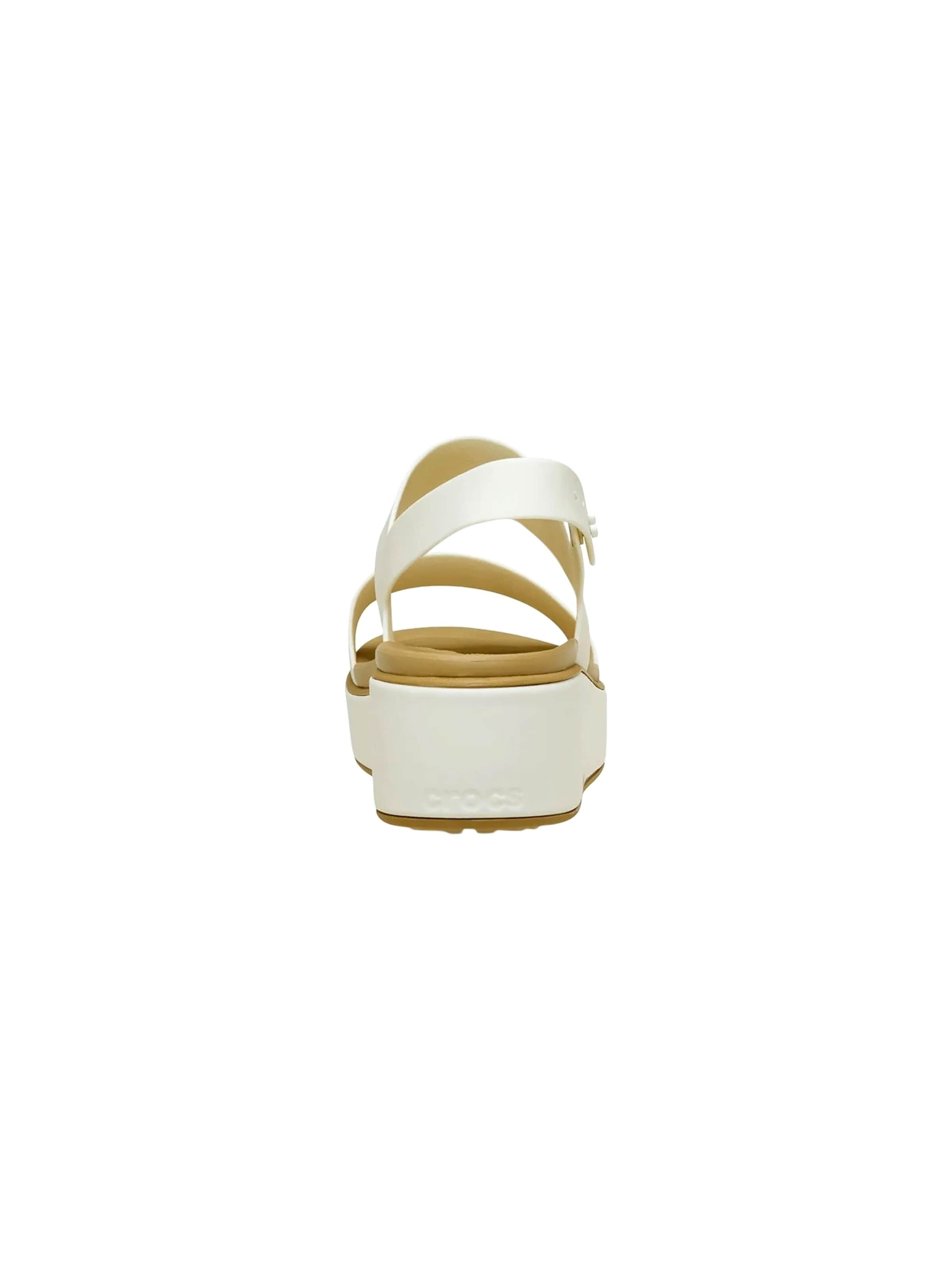 Sandales 'Sandalen mit Riemchen „Brooklyn“ in Matt, Wrap-Design, niedriger Keilabsatz' Crocs en blanc