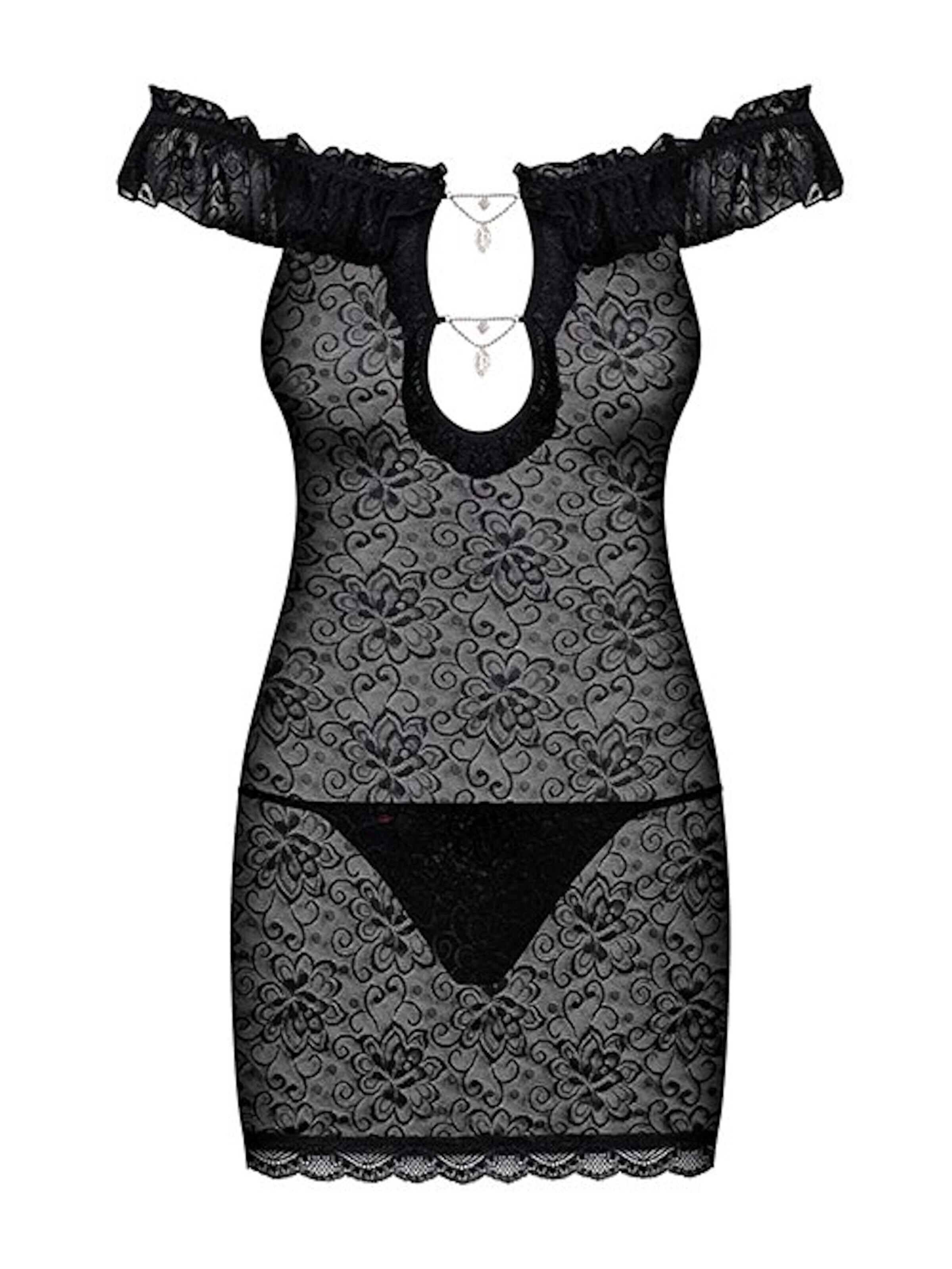 Obsessive Negligee 'Chemise Diamond' in Black: front