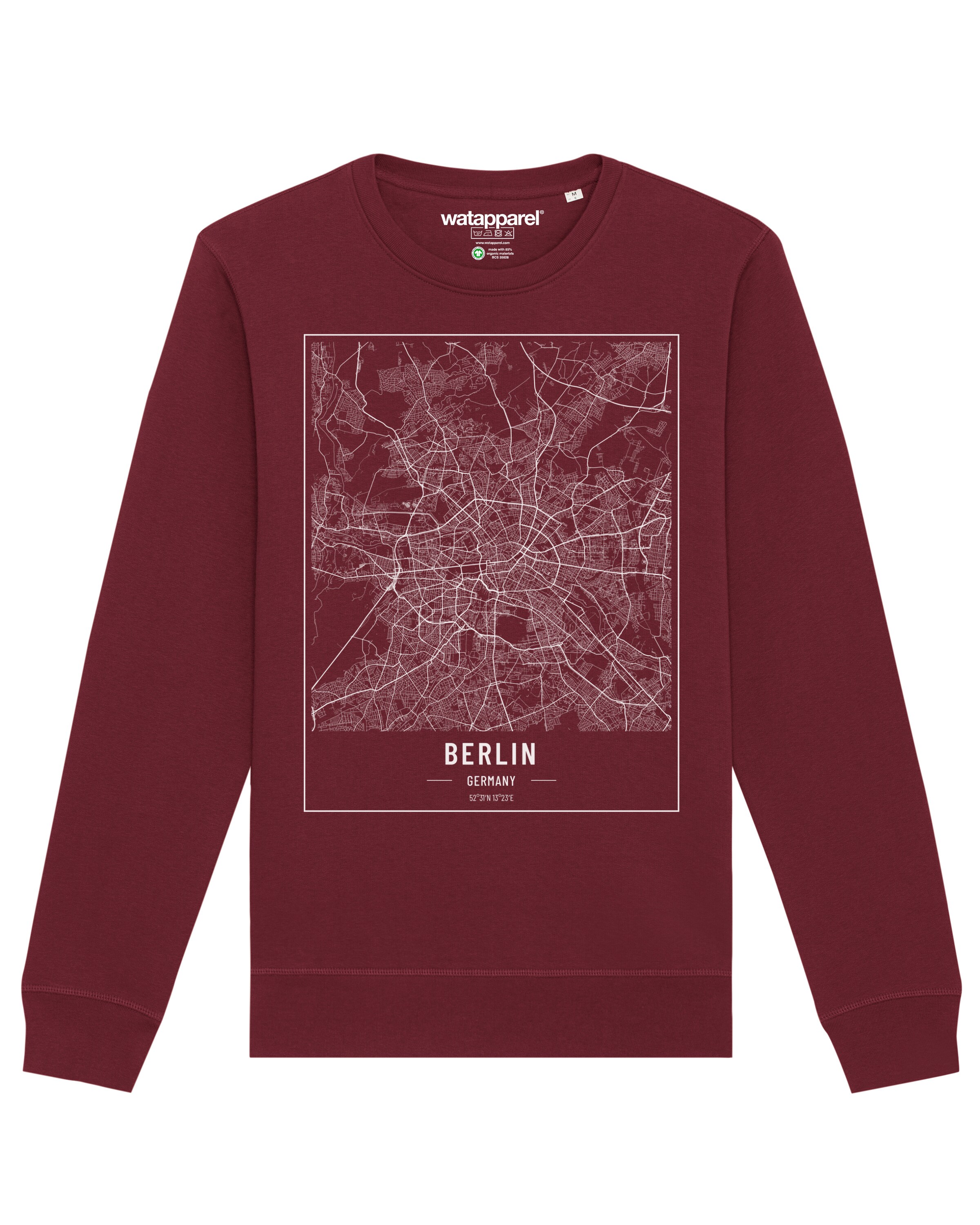 Sweat-shirt ' City maps Berlin Landkarte ' Watapparel en rouge : devant