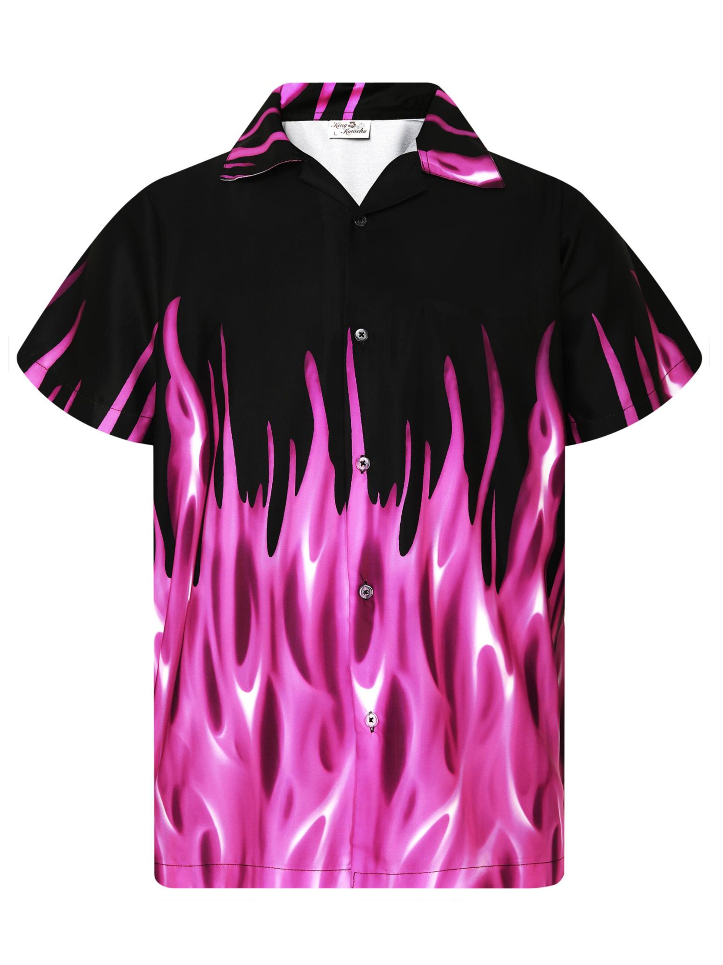 King Kameha Shirt 'Flames' in Purple: front
