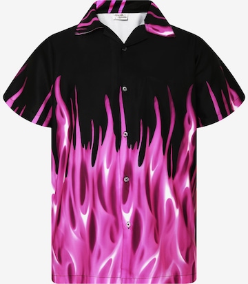 King Kameha Shirt 'Flames' in Lila: Vorderseite