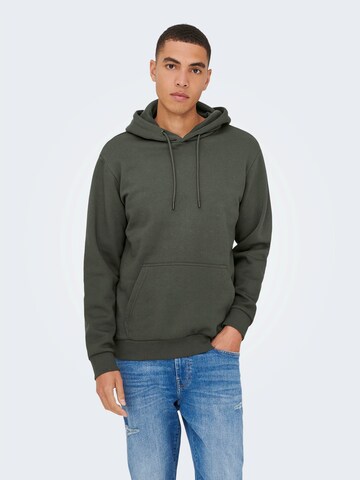 Only & Sons Regular Fit Hoodie in Grün: Vorderseite
