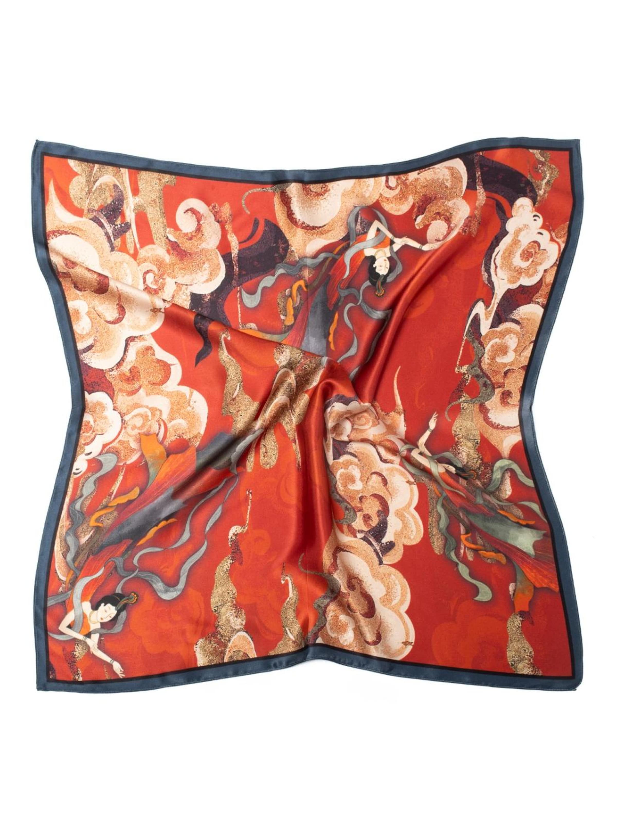 MayTree Scarf 'Seidentuch quadratisch 70x70, Fliegende Feen' in Red: front