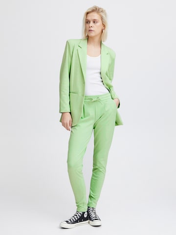 ICHI Zwężany krój Spodnie 'KATE' w kolorze zielony