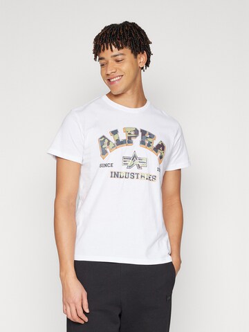 Maglietta 'College' di ALPHA INDUSTRIES in bianco: frontale