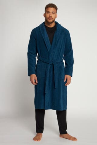 JP1880 Long Bathrobe in Blue: front