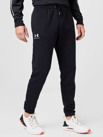 UNDER ARMOUR Tapered Παντελόνι φόρμας 'Essential' σε μαύρο: μπροστά