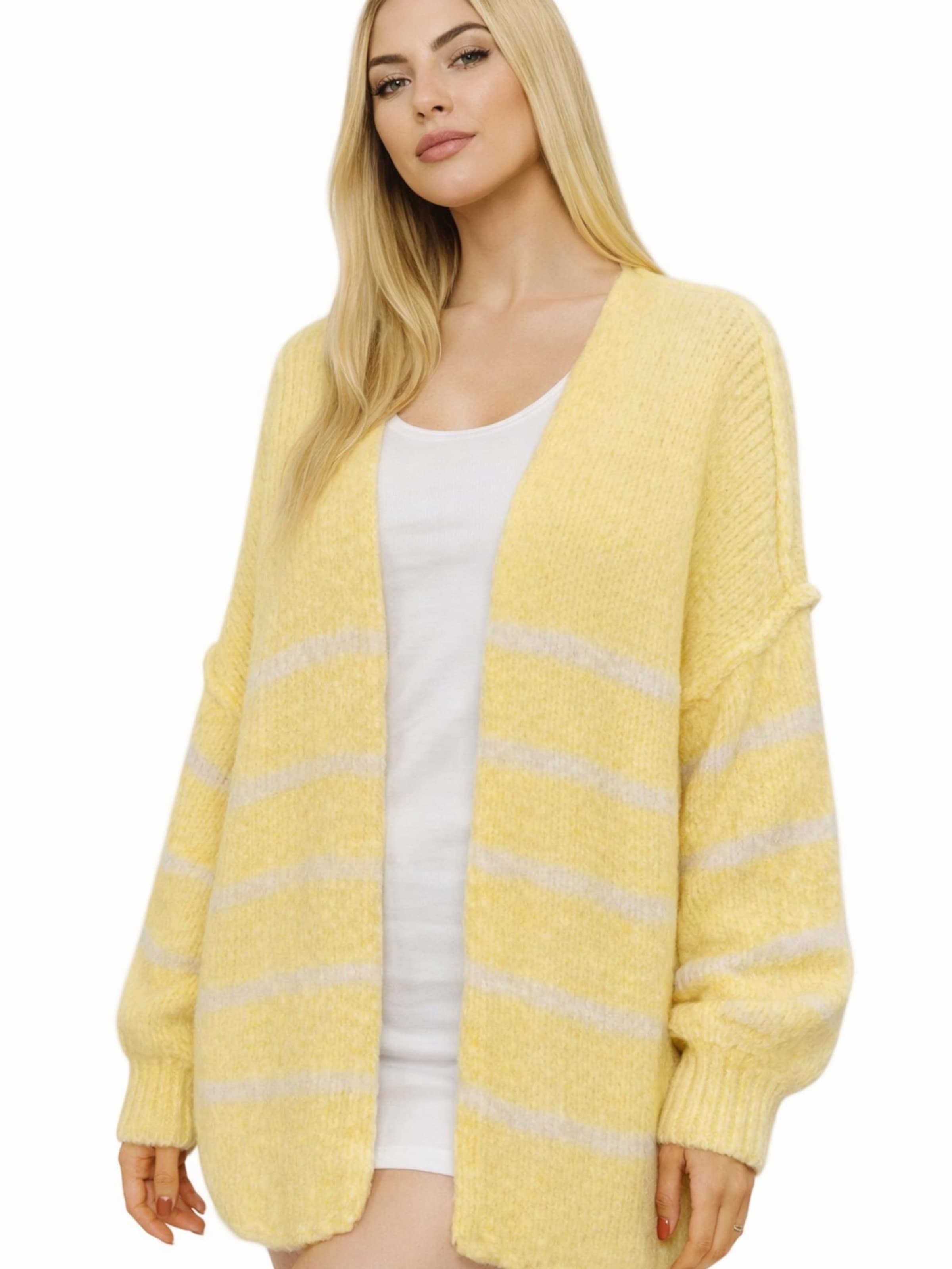 Worldclassca Strickjacke 'Strick Jacke mit Streifen'‌‌‌‌ in Gelb: Vorderseite