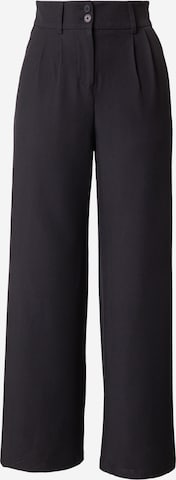ABOUT YOUWide Leg/ Široke nogavice Hlače s naborima 'Edda' - crna boja: prednji dio