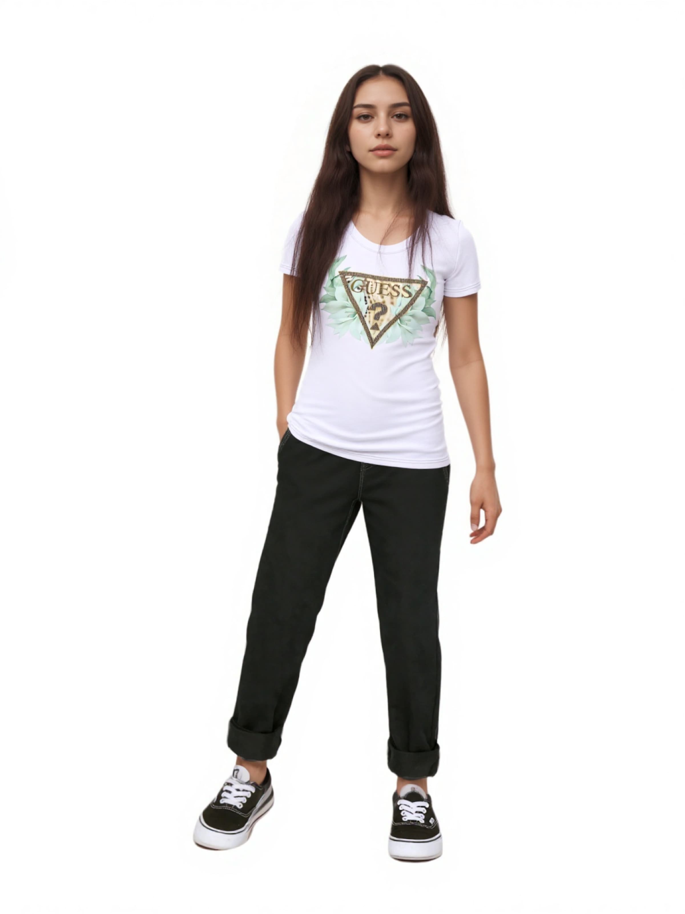 T-shirt 'Logo Lace' GUESS en blanc