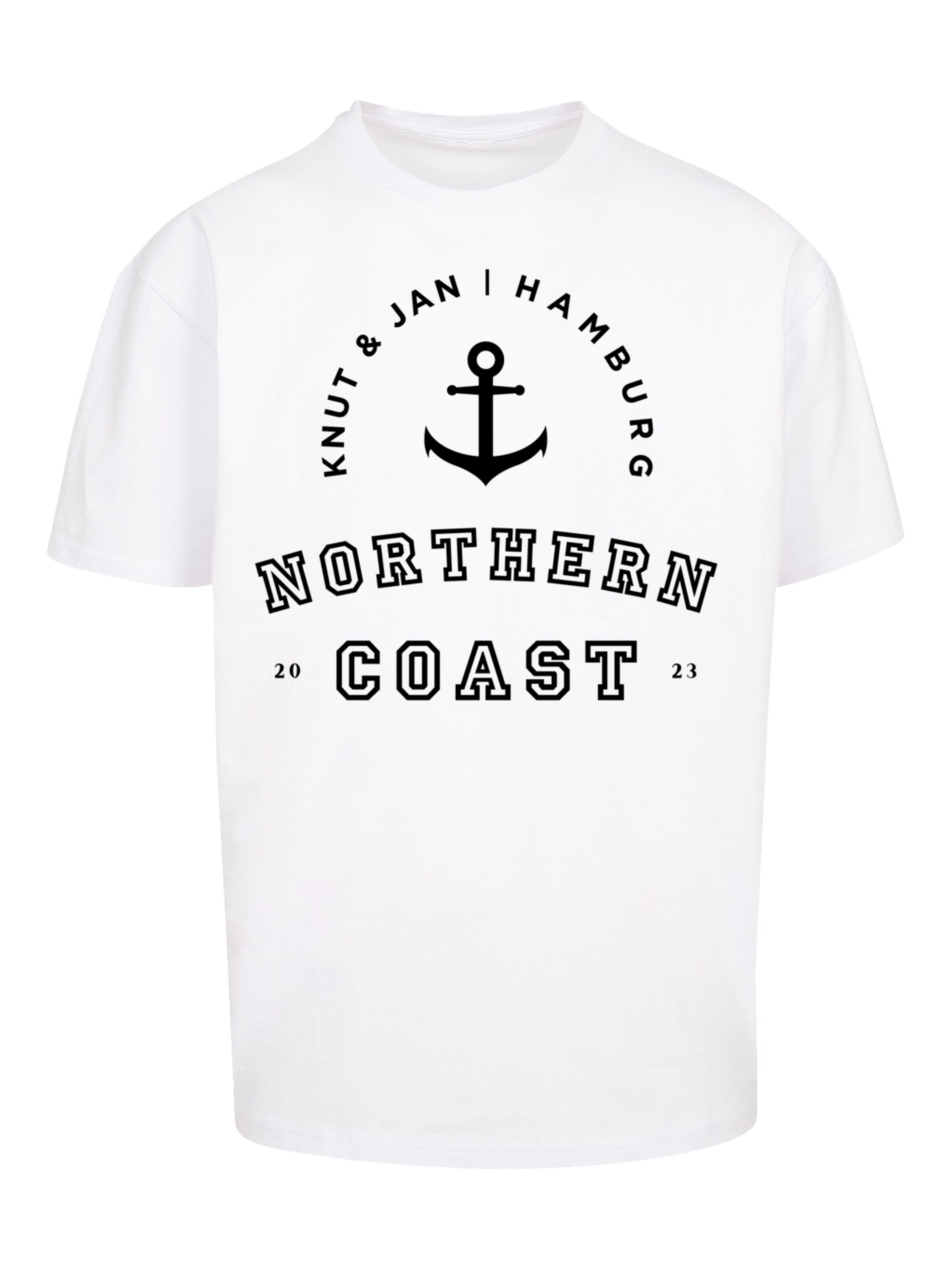 F4NT4STIC Shirt 'Northern Coast Nordsee Knut & Jan Hamburg' in Wit: voorkant