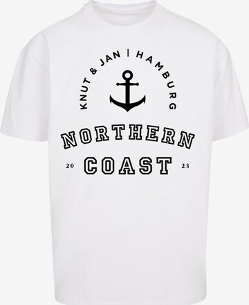 F4NT4STIC Shirt 'Northern Coast Nordsee Knut & Jan Hamburg' in Wit: voorkant