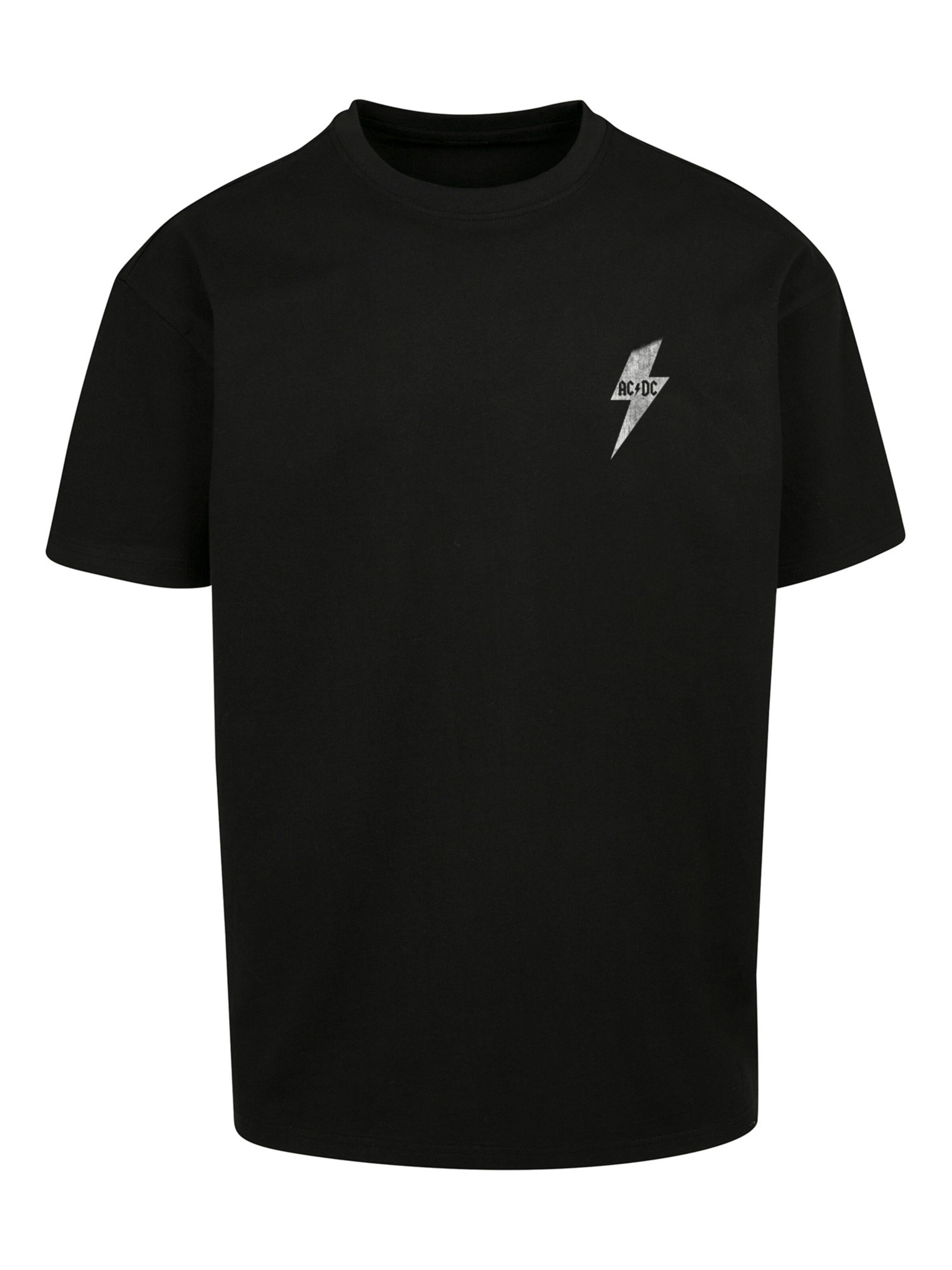 F4NT4STIC Shirt 'ACDC Rock Band Shirt Lightning Bolt Pocket' in Schwarz: Vorderseite