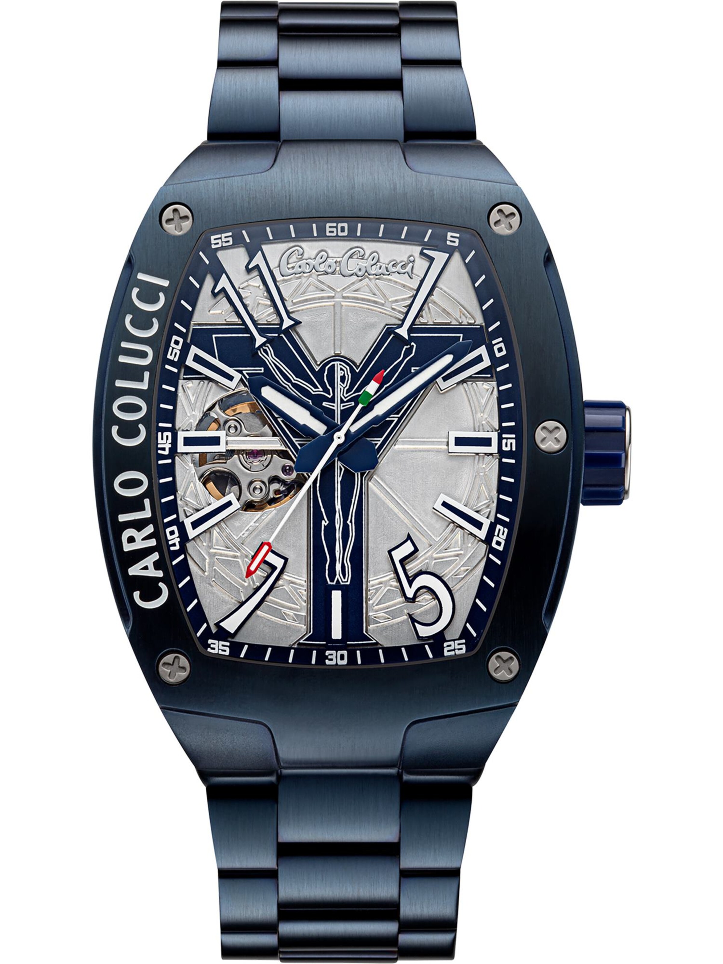 Carlo Colucci Analoog horloge ' Donchi ' in Blauw: voorkant