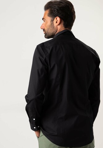 Black Label Shirt Slim Fit Businesshemd 'POPLIN' in Schwarz