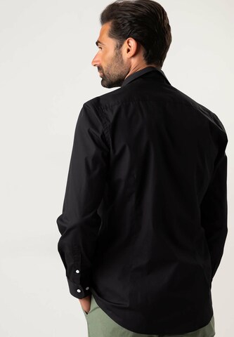 Black Label Shirt Slim fit Business Shirt 'POPLIN' in Black