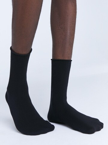 Albero Natur Socks 'Bio-Baumwoll-Socken mit Rollrand Unisex – 4er Pack' in Black