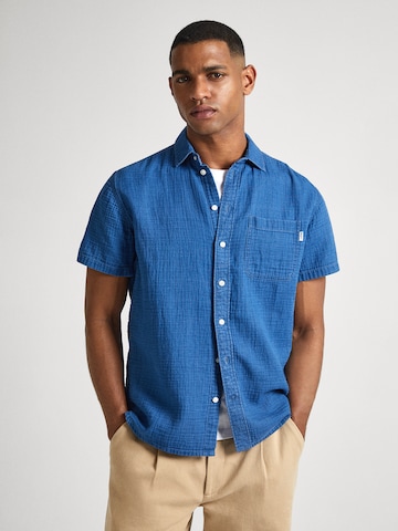 Pepe Jeans Regular fit Button Up Shirt ' BAKER ' in Blue: front