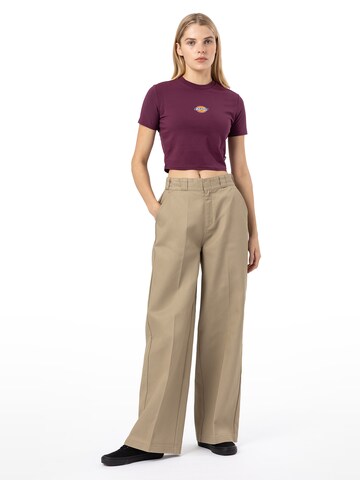 DICKIES Wide leg Trousers with creases 'GROVE' in Beige