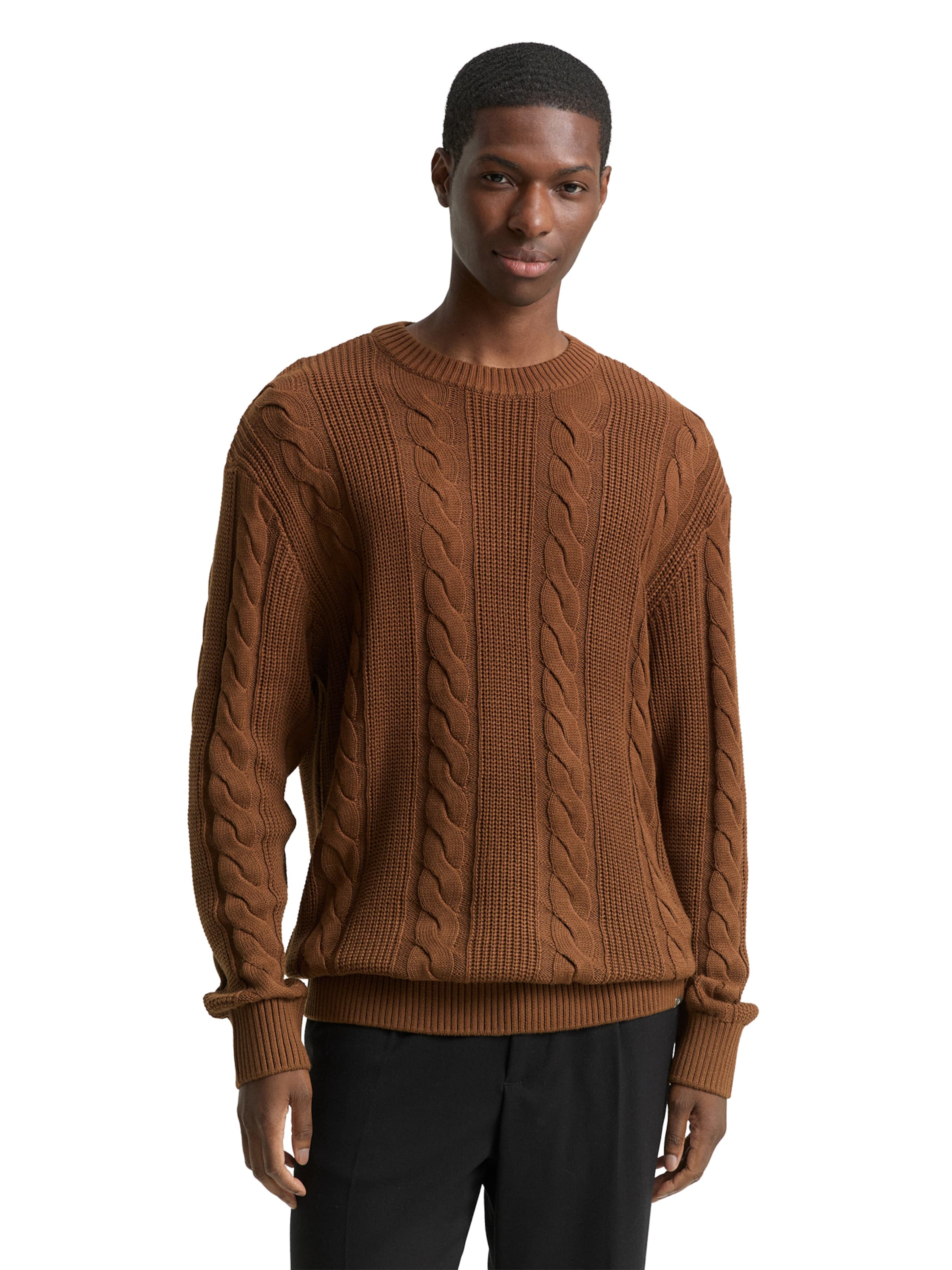 Pulover de la TOM TAILOR DENIM pe maro: față