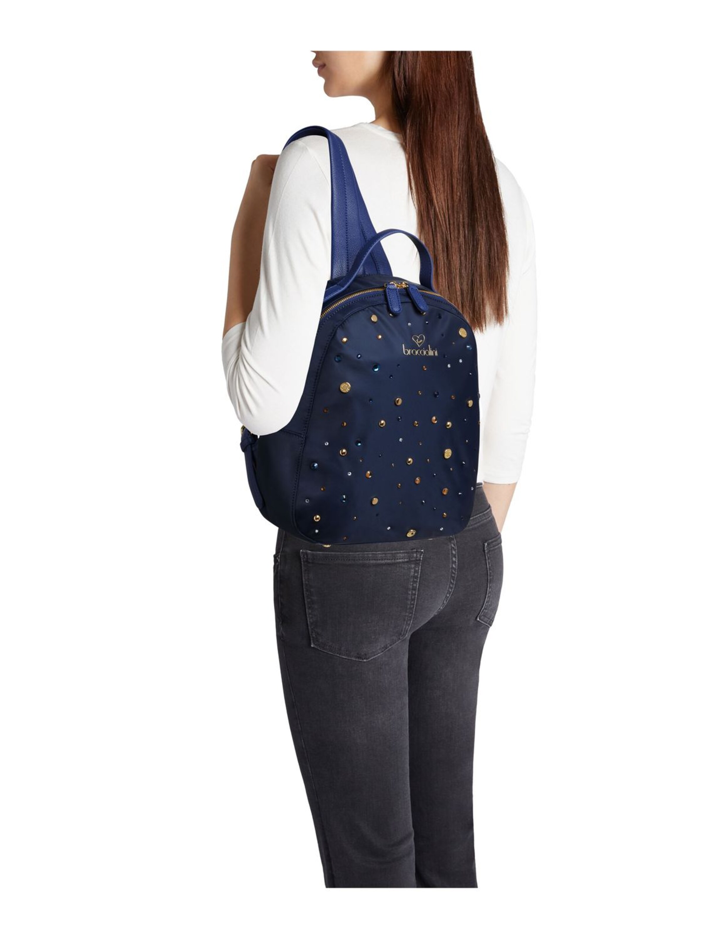 Braccialini Rucksack 'Beth Strass'‌‌ in Blau: Vorderseite