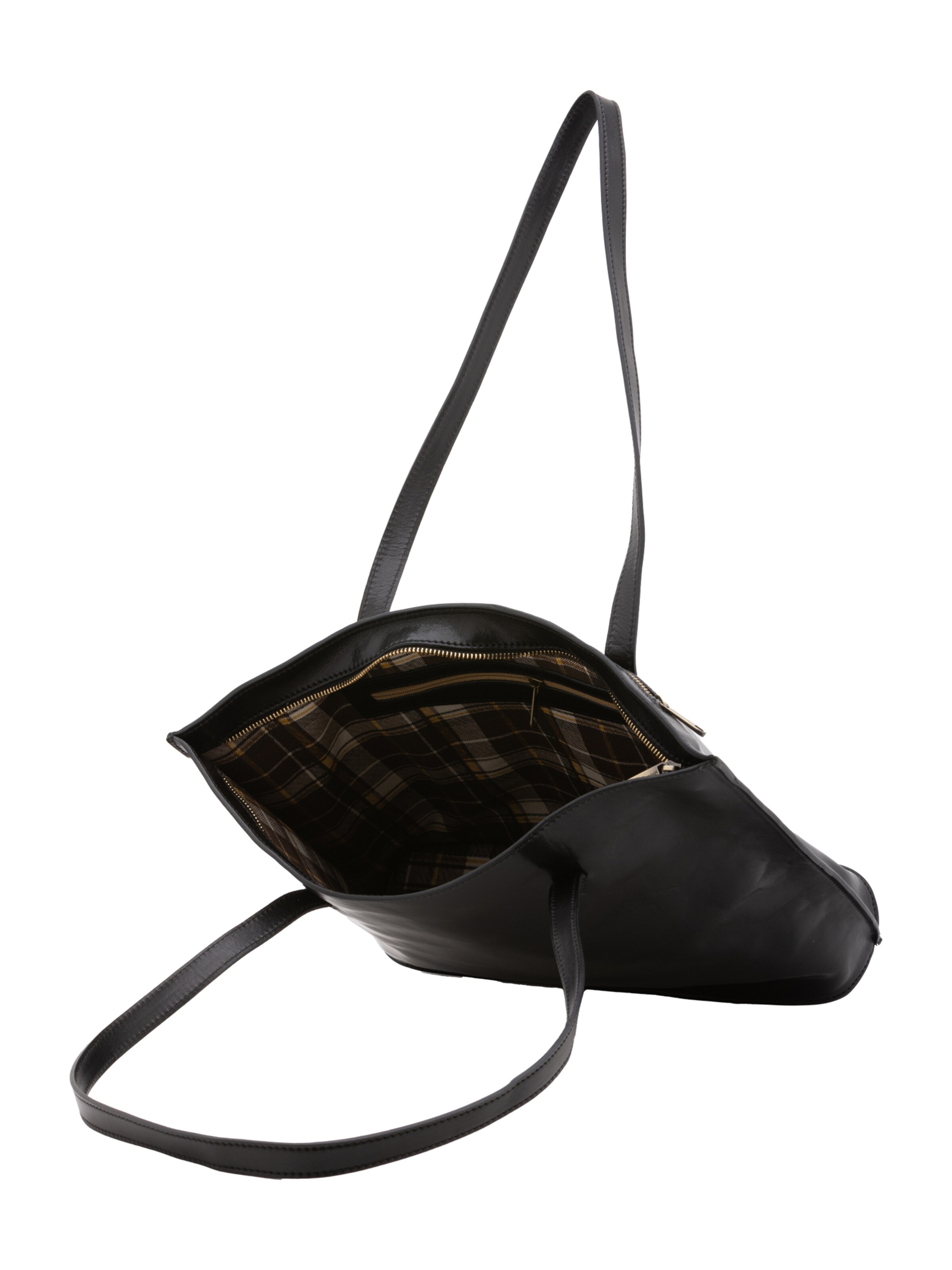 Borsa a spalla 'Borsa a Spalla Donna Pelle Vera Vacchetta - Chiusura Zip Made in Italy' di I Fratelli in nero